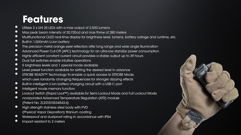 Nitecore EDC23 2500lm USB-C laetav eriti õhuke EDC taskulamp - Image 8