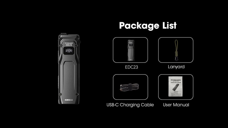 Nitecore EDC23 2500lm USB-C laetav eriti õhuke EDC taskulamp - Image 2