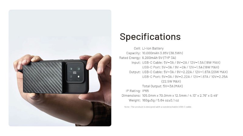 Nitecore Pocket 10000 USB-C akupank koos kaabliga