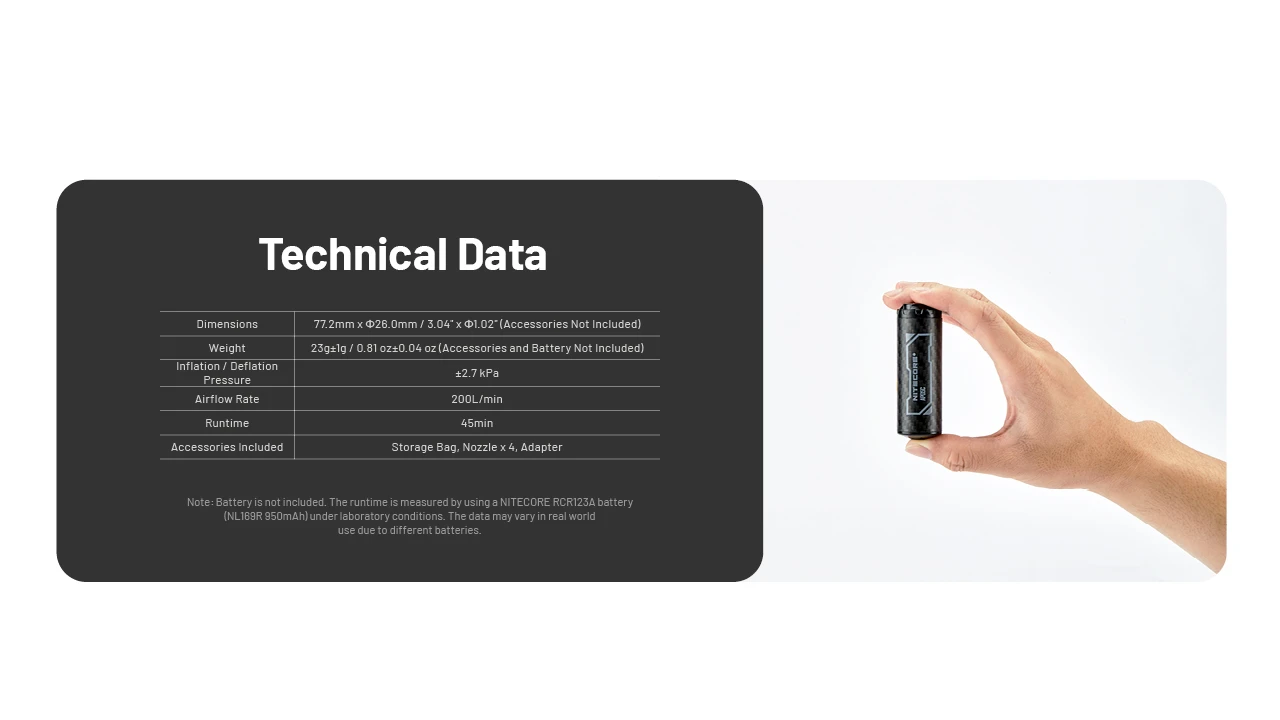 Nitecore AP05C ülikerge süsinikkiust õhupump - Image 7